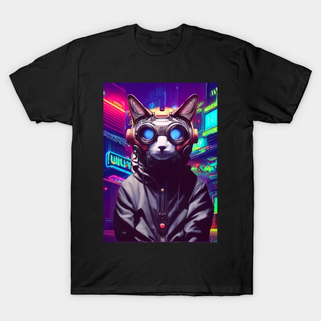 Techno Cat In Japan Neon City T-Shirt by star trek fanart and more